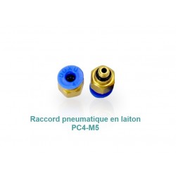 Raccord pneumatique - PC4-M5 - Laiton