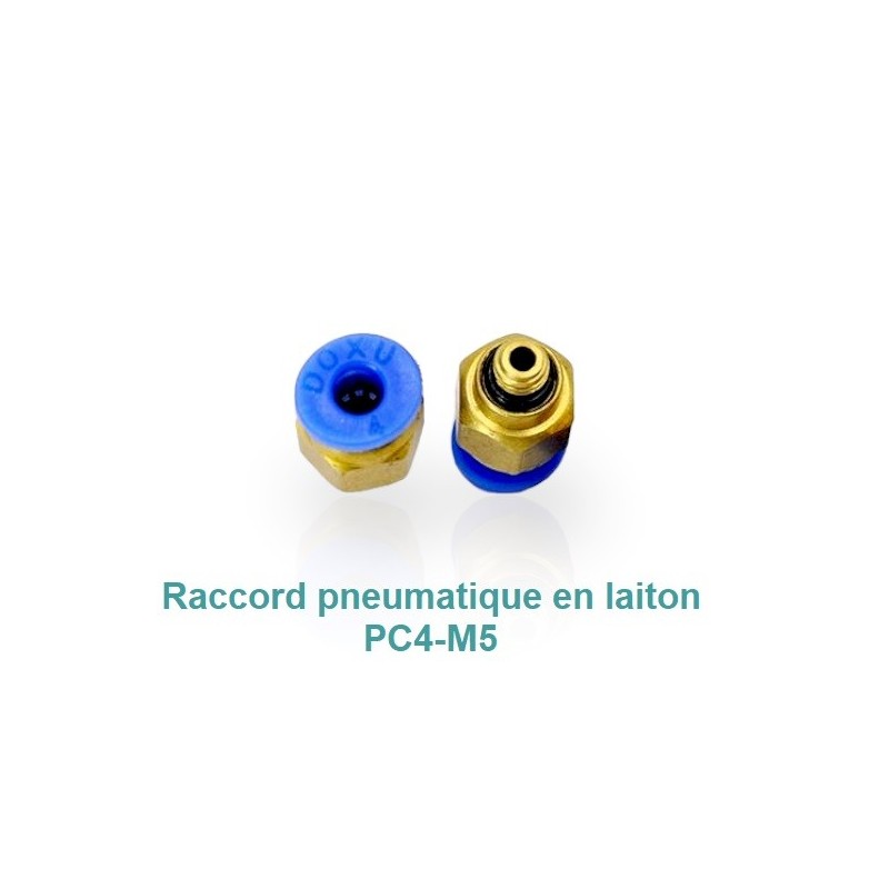 Raccord pneumatique - PC4-M5 - Laiton