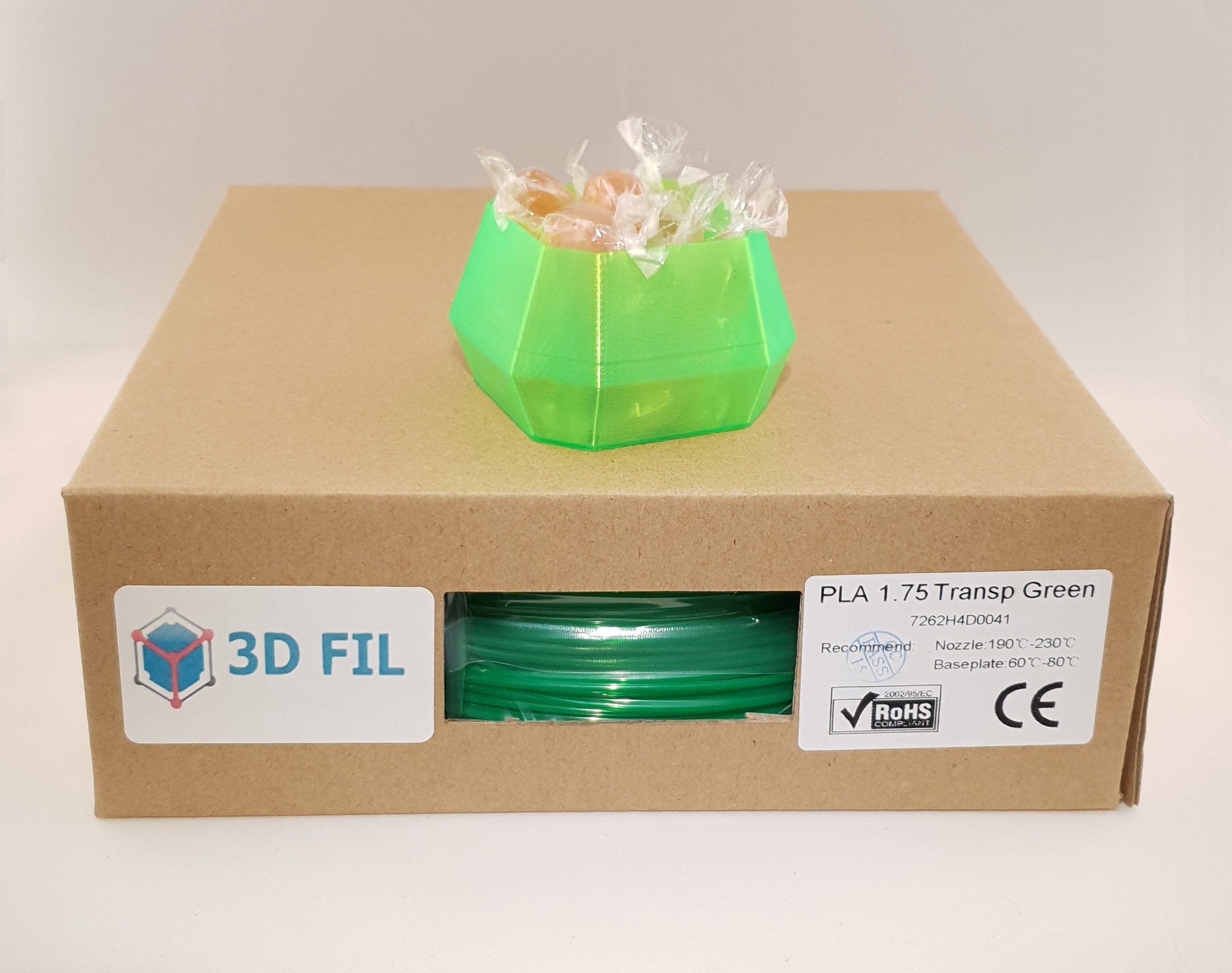 Bobine 1kg PLA Vert transparent - 1.75mm - Envoi 24H - Pas cher - 3DFIL