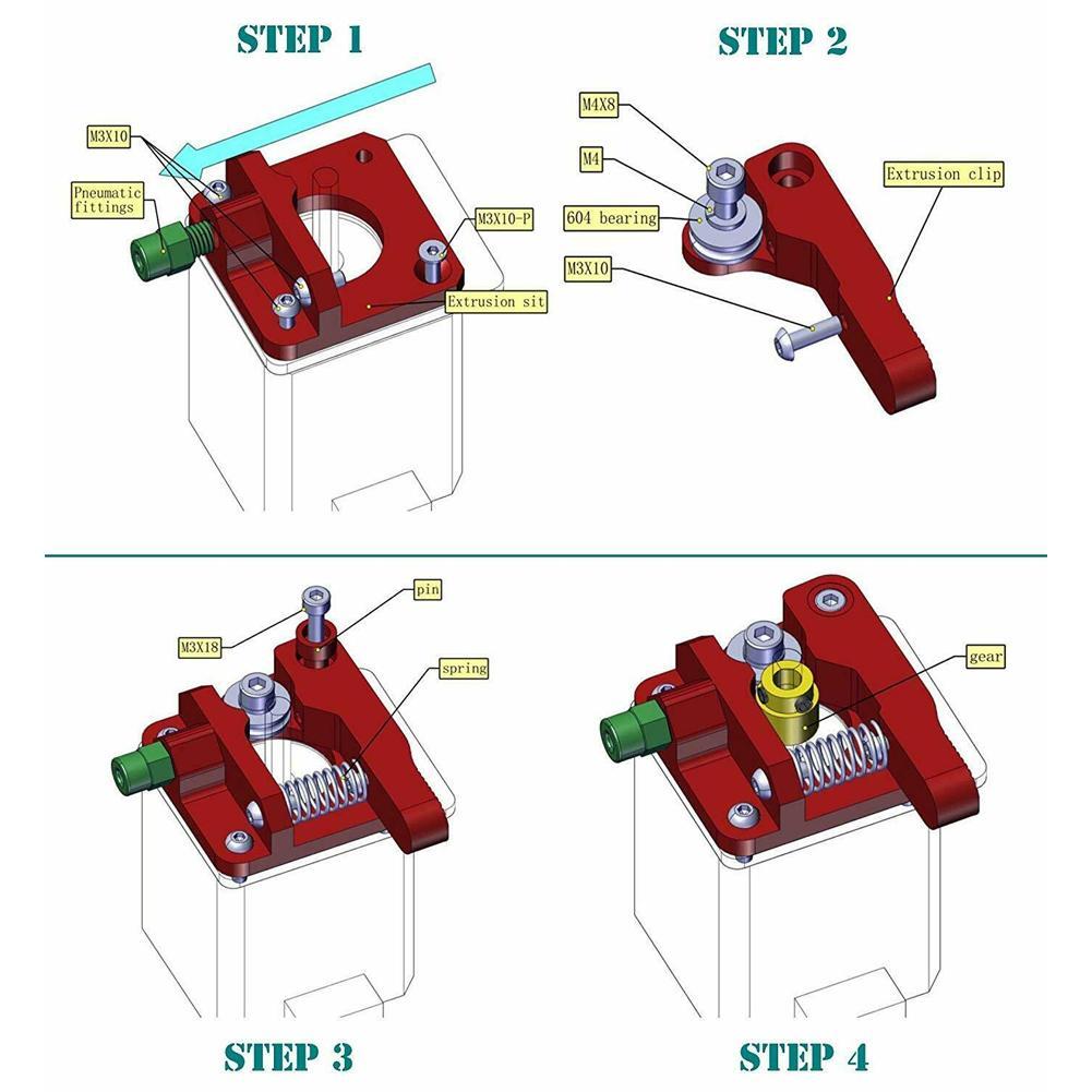 Kit Extrudeur Aluminium Creality 3D CR10 / CR10s / Ender 3 / Ender 5..